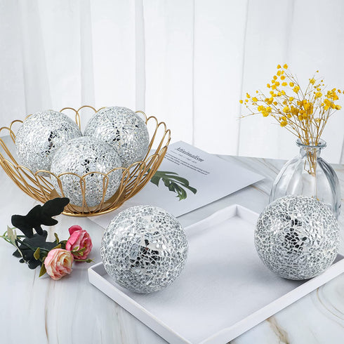 Adore the Decor™ Decorative Mosaic Glass Silver Sphere Orb Ball